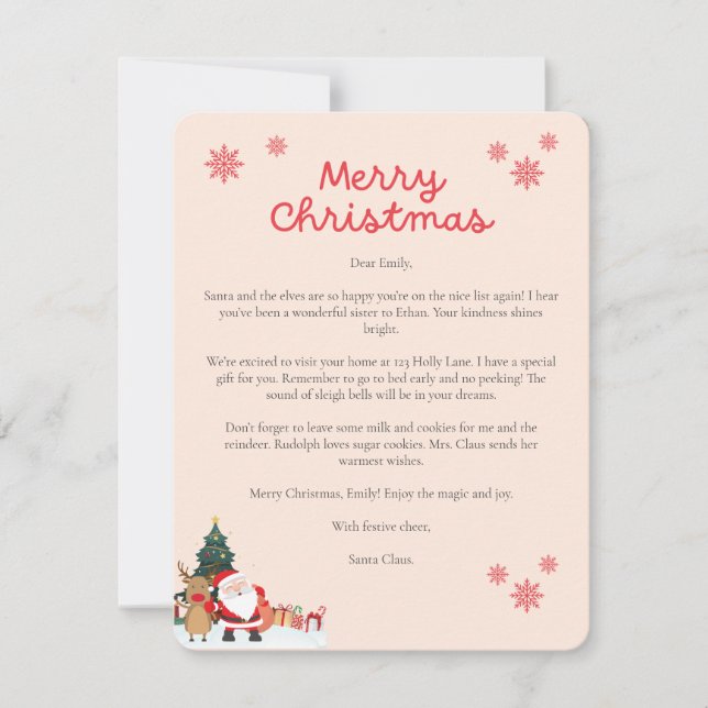 Santa Letter Christmas Card for Kids (Front)
