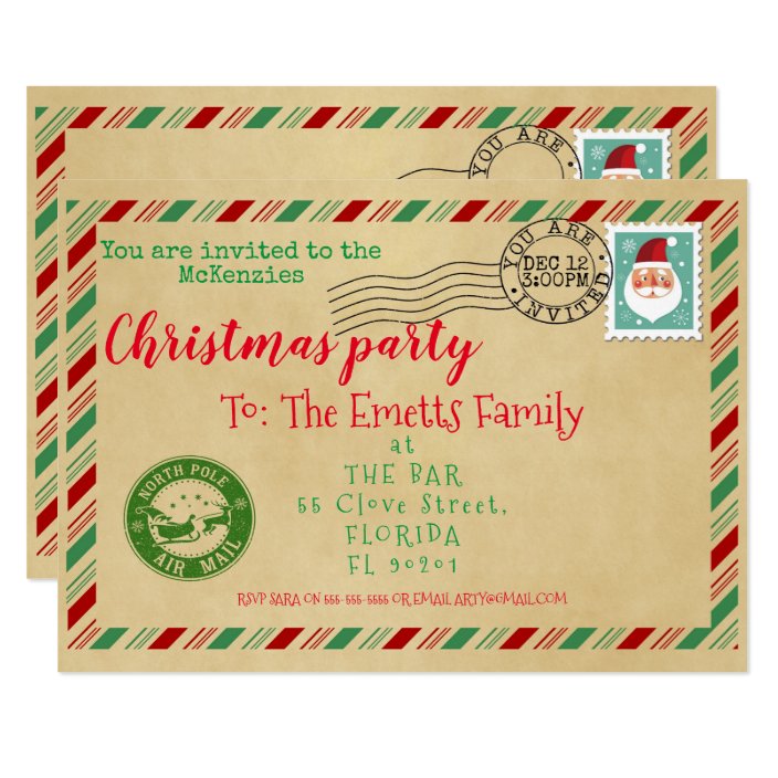 Santa Letter Christmas Old Letter Santa Party Invitation Zazzle Com