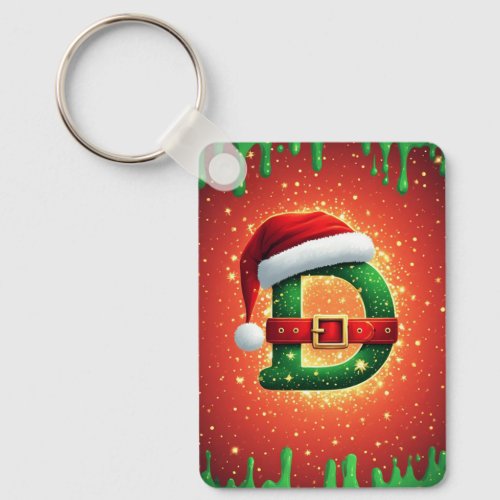Santa Letter D With Evergreen Christmas Details 🎄 Keychain