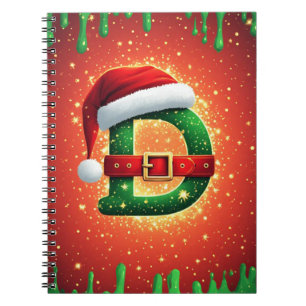 Santa Letter D With Evergreen Christmas Details 🎄 Notebook