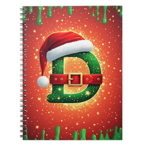 Santa Letter D With Evergreen Christmas Details 🎄 Notebook