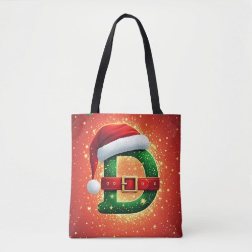 Santa Letter D With Evergreen Christmas Details 🎄 Tote Bag