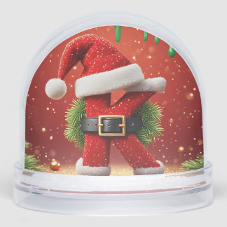 Santa Letter K With Pine Wreath Christmas Glow 🎅 Snow Globe