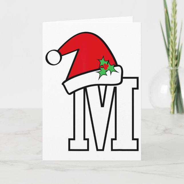 Santa Letter M Cute Christmas Monogram Spell Gift  Card (Front)