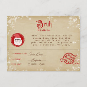 Santa Letter to Teen Christmas Telegram Holiday Postcard