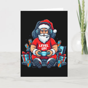 Santa Level Up Funny Gamer Holiday Christmas Video Card