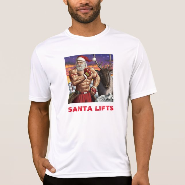 Santa Lifts white t-shirt (Front)