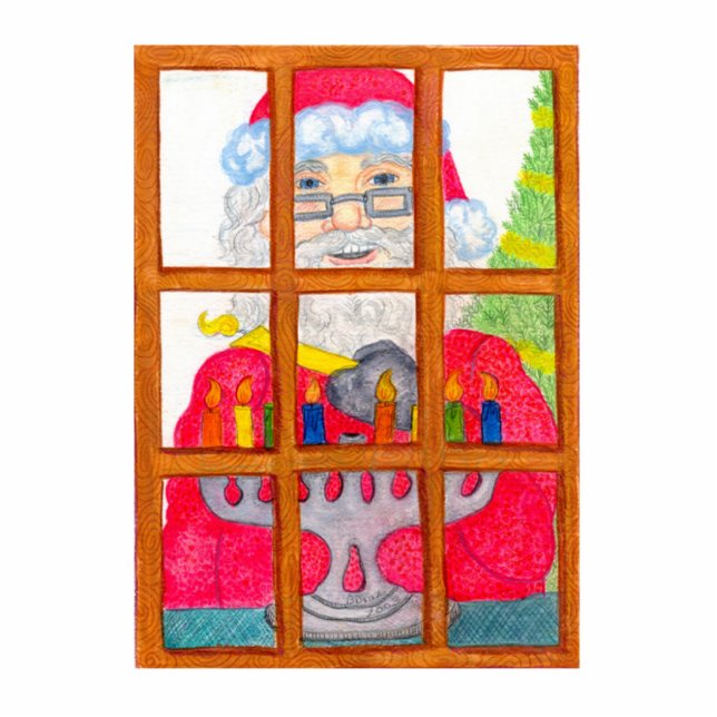 Santa Lighting Menorah Ornament (Front)