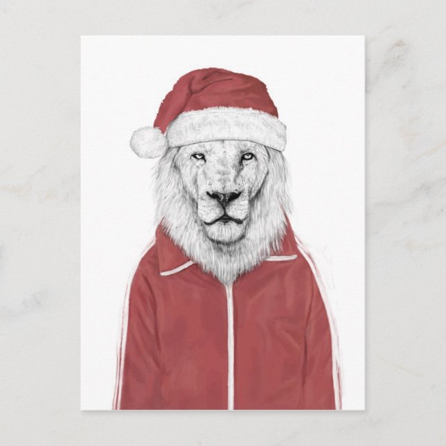 Santa lion holiday postcard (Front)