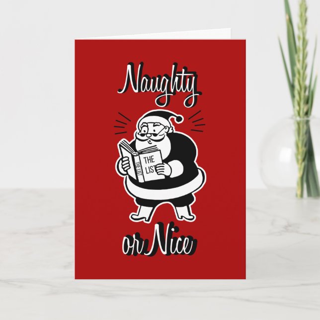 Santa List Naughty or Nice Christmas Greeting Card (Front)