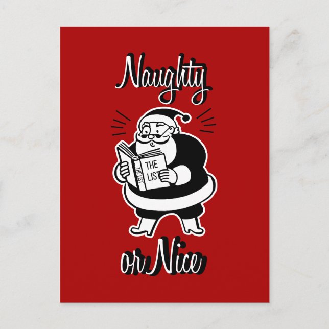 Santa List Naughty or Nice Christmas Postcard (Front)
