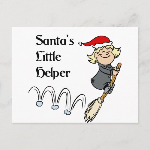 Santa little helper holiday postcard