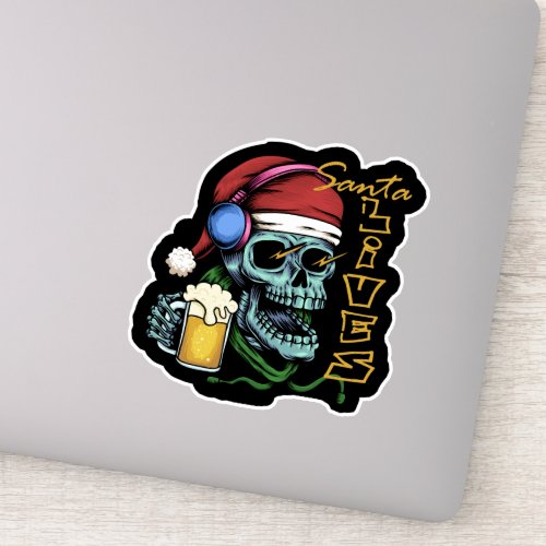 Santa Lives Skull ID857 Sticker