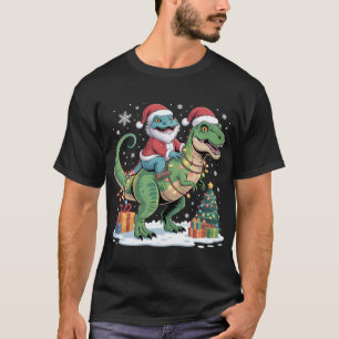 Santa Lizard on T-Rex with Gifts T-Shirt