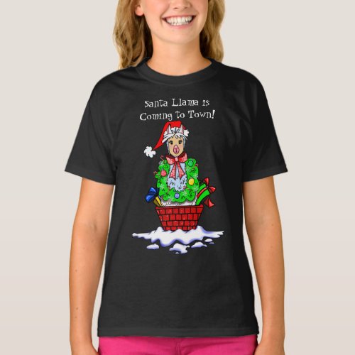 Santa Llama Christmas T_Shirt