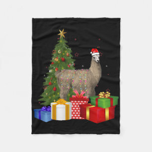 Santa Llama Christmas Tree With Light Funny Xmas L Fleece Blanket