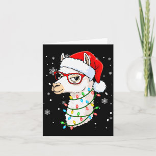 Santa Llama Face Christmas Colorful Lights Matchin Card