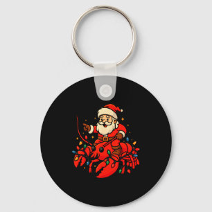 Santa Lobster Christmas Pajama Santa Riding Lobste Keychain
