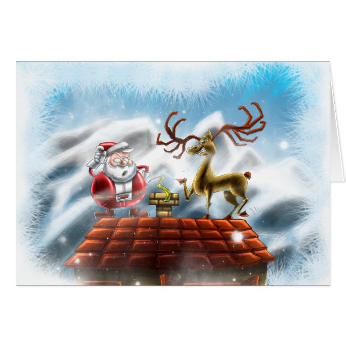 Santa Lost Sack   Santa Claus Rudolph Funny Xmas Greeting Card