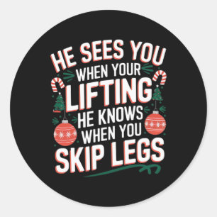 Santa Loves Leg Day Christmas Fitness - Uni-adults Classic Round Sticker