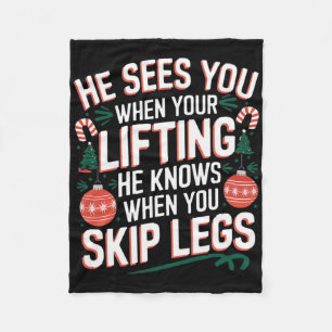 Santa Loves Leg Day Christmas Fitness - Uni-adults Fleece Blanket