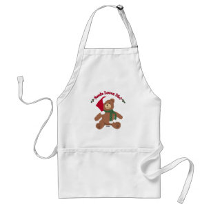 Santa Loves Me! Christmas Teddy Bear Adult Apron