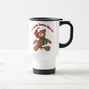 Santa Loves Me! Christmas Teddy Bear Travel Mug