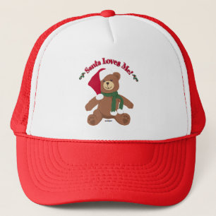 Santa Loves Me! Christmas Teddy Bear Trucker Hat