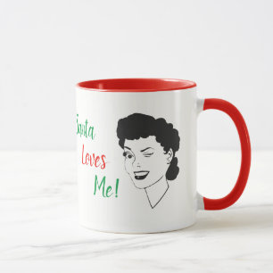 Santa Loves Me Retro Style Christmas Mug