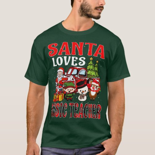 Santa Loves Music Teacher T_Shirt
