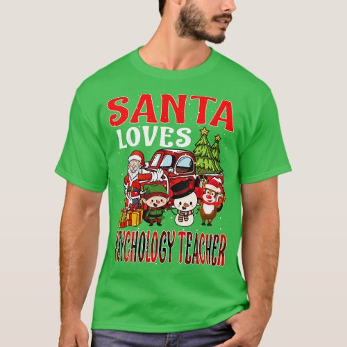 Santa Loves Psychology Teacher T_Shirt