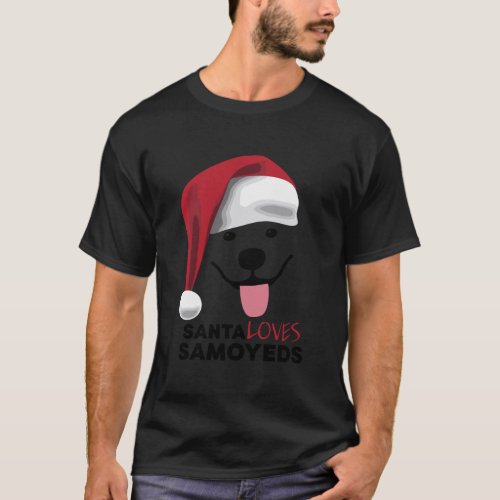 Santa Loves Samoyeds Puppy Dog T_Shirt