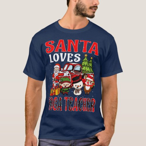 Santa Loves Yoga Teacher T_Shirt