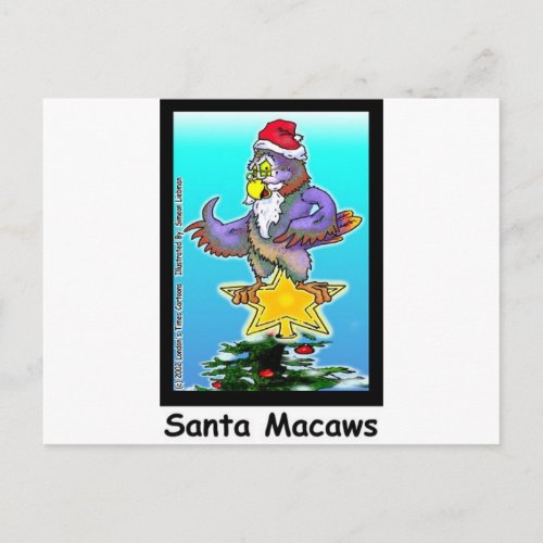 Santa Macaws Funny Christmas Gifts  Tees Holiday Postcard