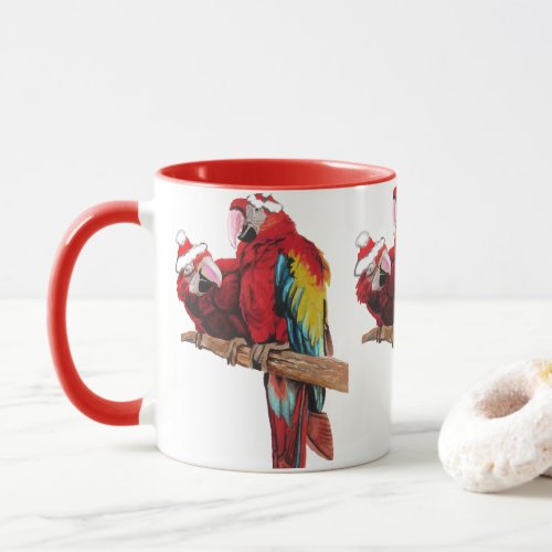 Santa Macaws Mug Red