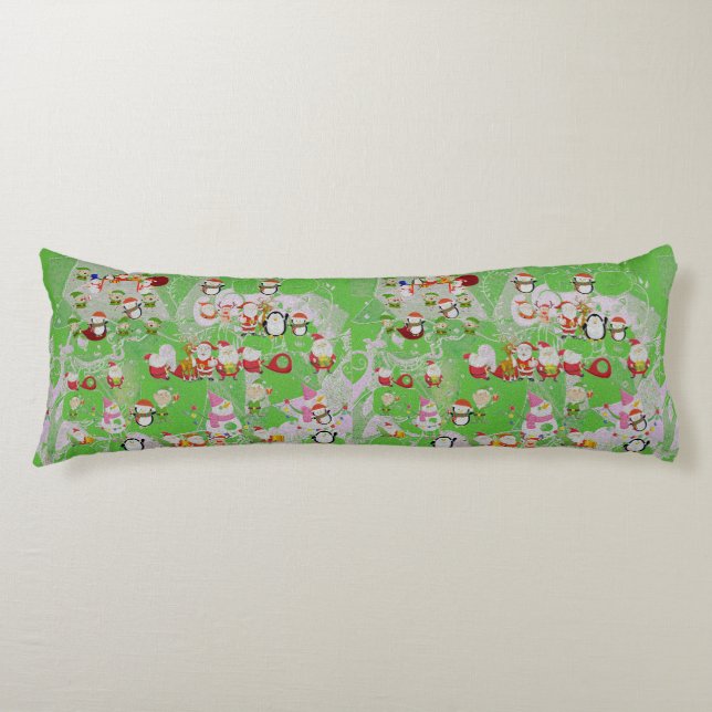 Santa Magical Green New Year Body Pillow (Front)