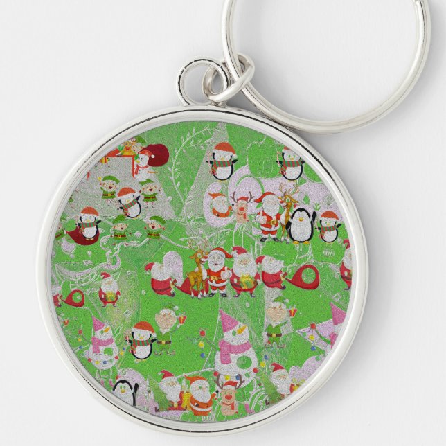 Santa Magical Green New Year  Keychain (Front)