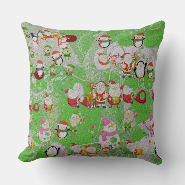 Santa Magical Green New Year  Throw Pillow (Front)