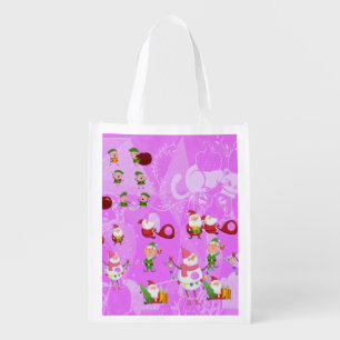Santa Magical Pink New Year Grocery Bag