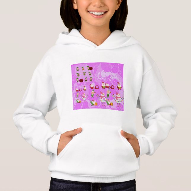 Santa Magical Pink New Year Hoodie (Front)