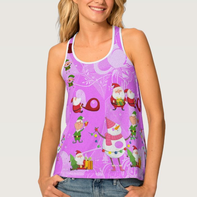 Santa Magical Pink New Year  Tank Top (Front)