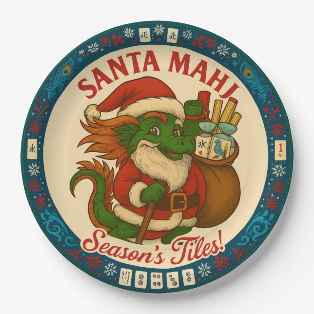 Santa Mahj! Paper Plates  (Front)