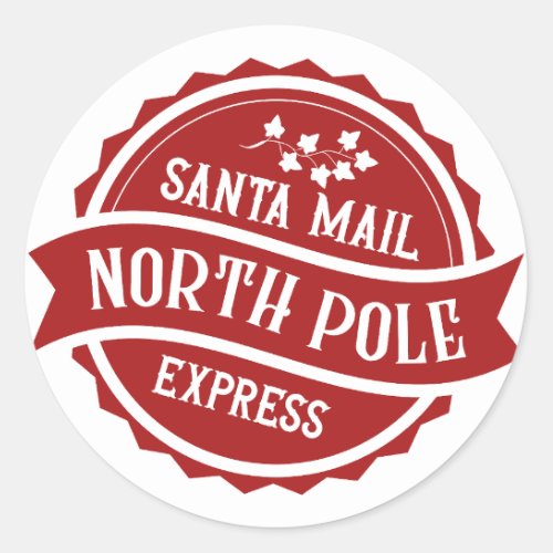 Santa Mail North Pole Express  Classic Round Sticker