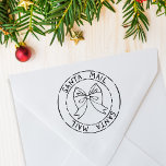 Santa Mail Postal Seal Christmas Rubber Stamp<br><div class="desc">Transform your holiday gift-giving with this Santa Mail Postal Seal Christmas stamp design featuring a charming circular design of Santa's mail post stamp adorned with a festive bow,  adding a touch of Christmas enchantment to every package. See the whole matching collection.</div>