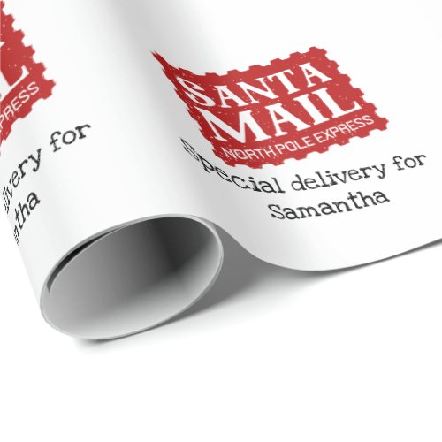 Santa mail special delivery stamp for Christmas Wrapping Paper