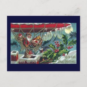 Santa Makes Deliveries From Dirigible Holiday Postcard
