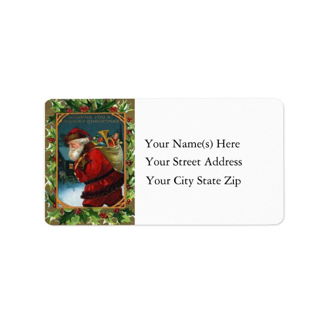 Santa Makes Deliveries Vintage Address Label (Front)