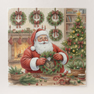 Santa Making Wreaths Christmas Jigsaw Puzzle