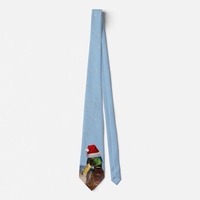 Santa Mallard Duck Christmas Neck Tie (Front)