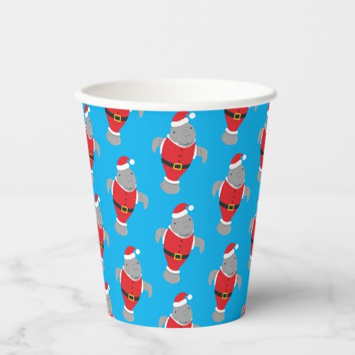 Santa Manatee Christmas Holiday Paper Cups